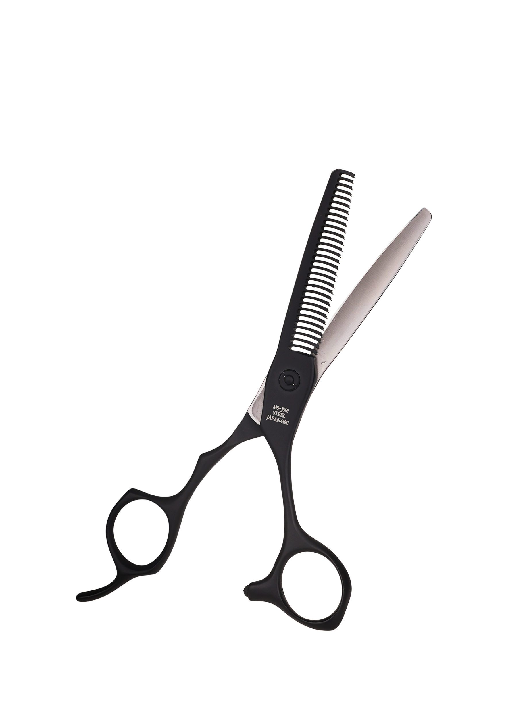 440C Japon Çeliği Profesyonel Ara Makas (Efile) - Mat Siyah - 6.0 İnç - Görsel 3